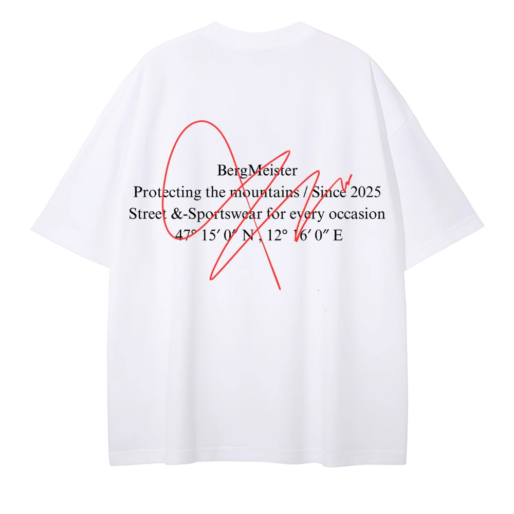 'SIGNATURE' OVERSIZED T-SHIRT WHITE & RED