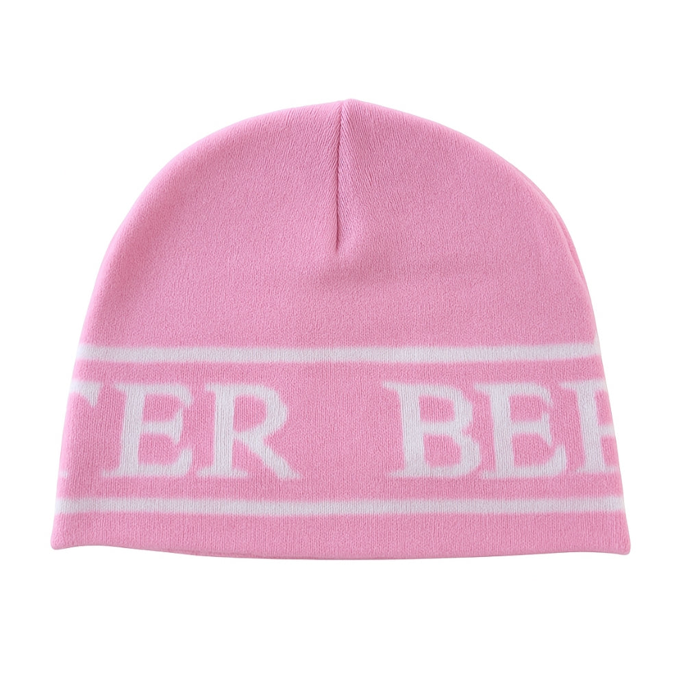 HEAD TOQUE BEANIE PINK & WHITE