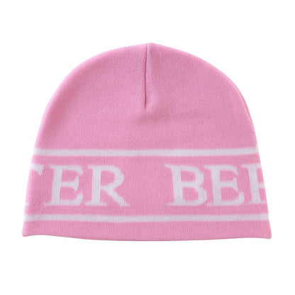 HEAD TOQUE BEANIE PINK & WHITE