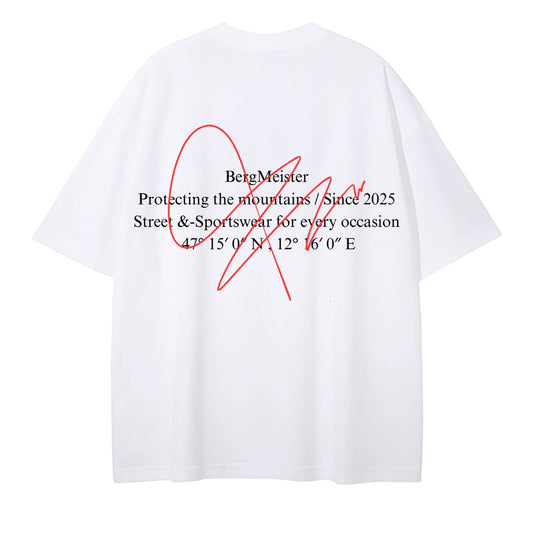 'SIGNATURE' OVERSIZED T-SHIRT WHITE & RED